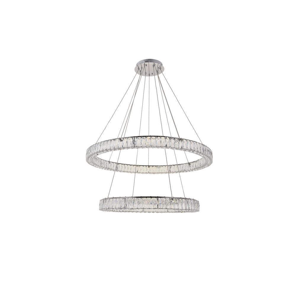 Monroe Integrated LED light Chrome Chandelier Clear Royal Cut Crystal. Picture 6