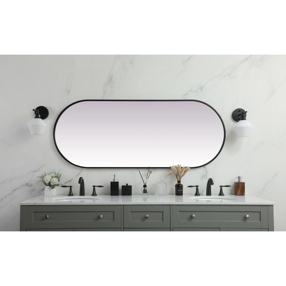 Metal Frame Oval Mirror 24x60 Inch in Black. Picture 3