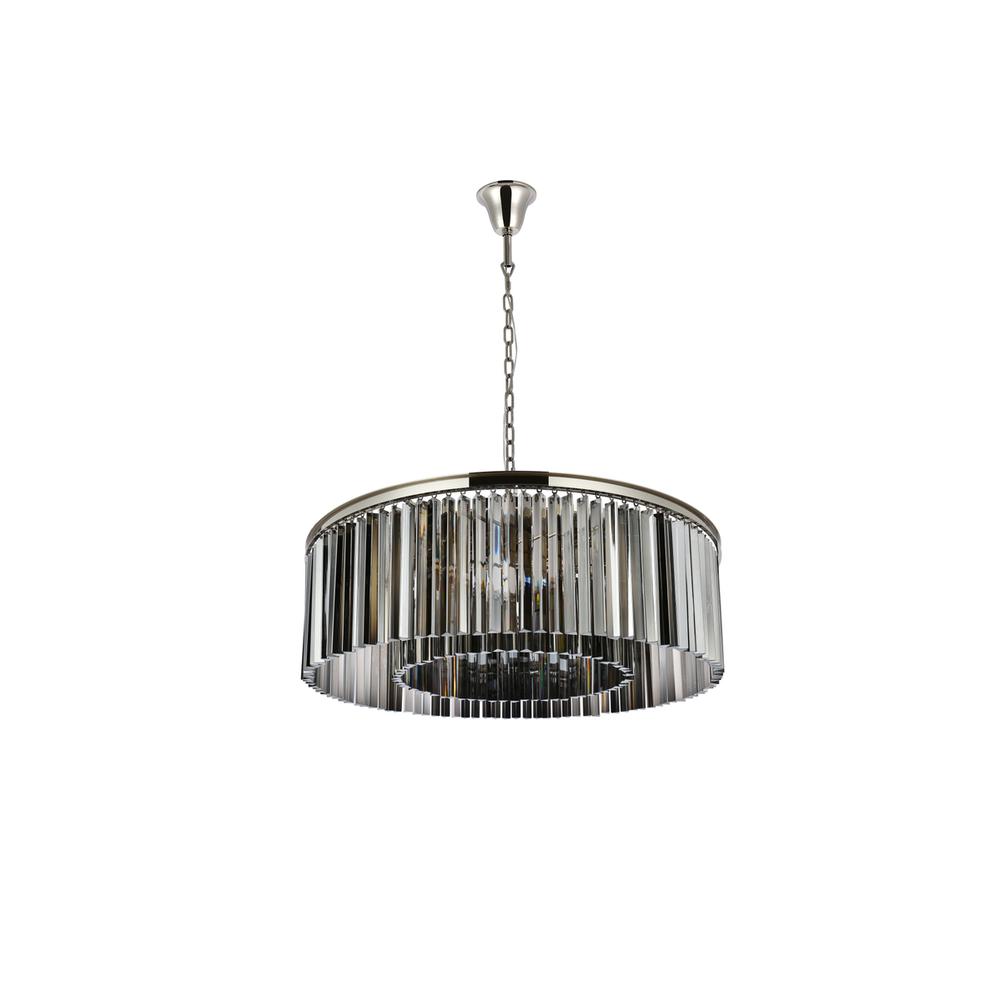Sydney 10 light polished nickel Chandelier Silver Shade (Grey) Royal Cut Crystal. Picture 6