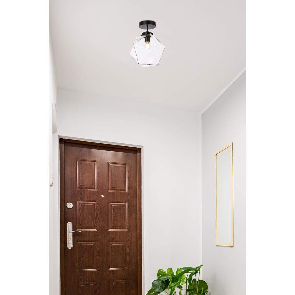 Lawrence 1 light black and clear glass flush mount. Picture 5