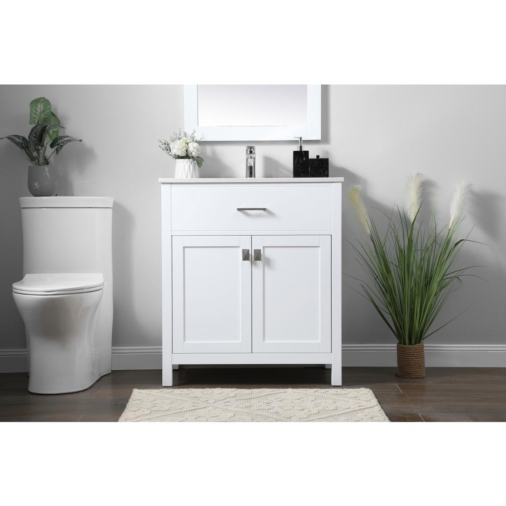30 Inch SIngle Bathroom Vanity In White. Picture 14