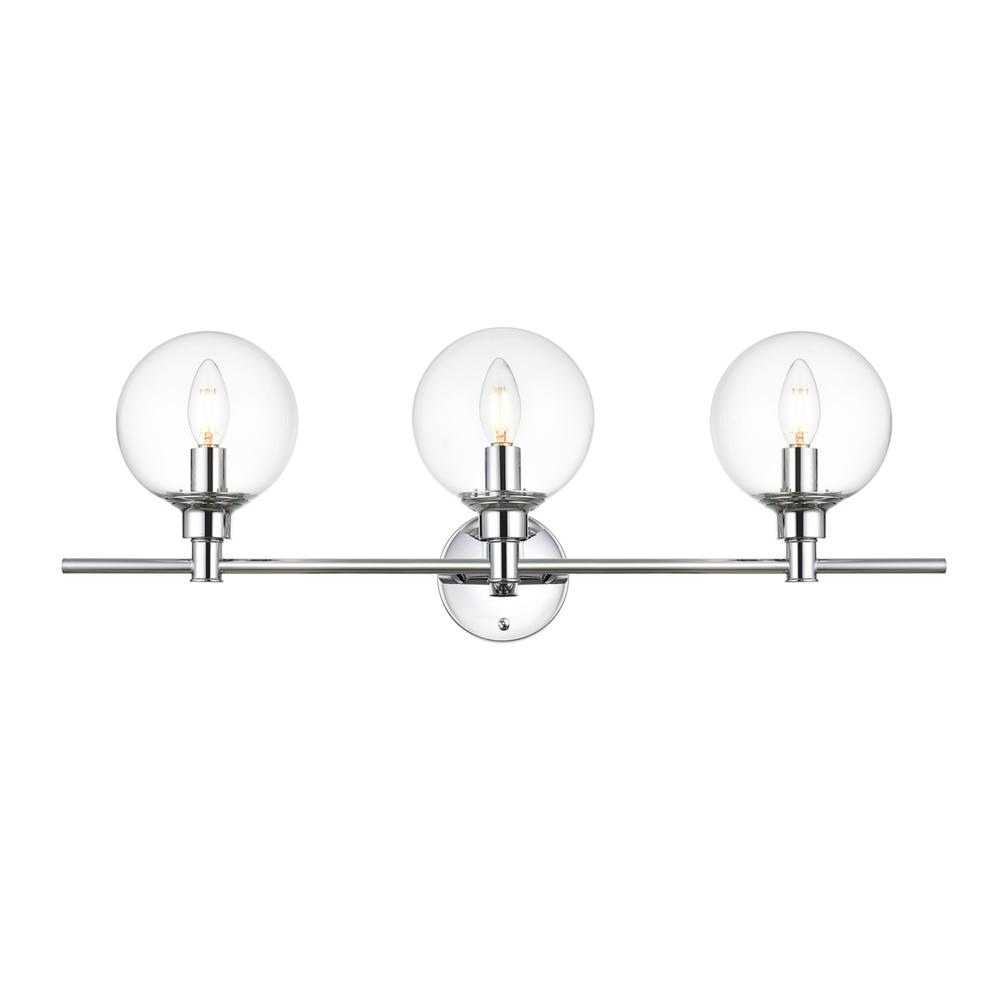 Jaelynn 3 light Chrome and Clear Bath Sconce. Picture 1