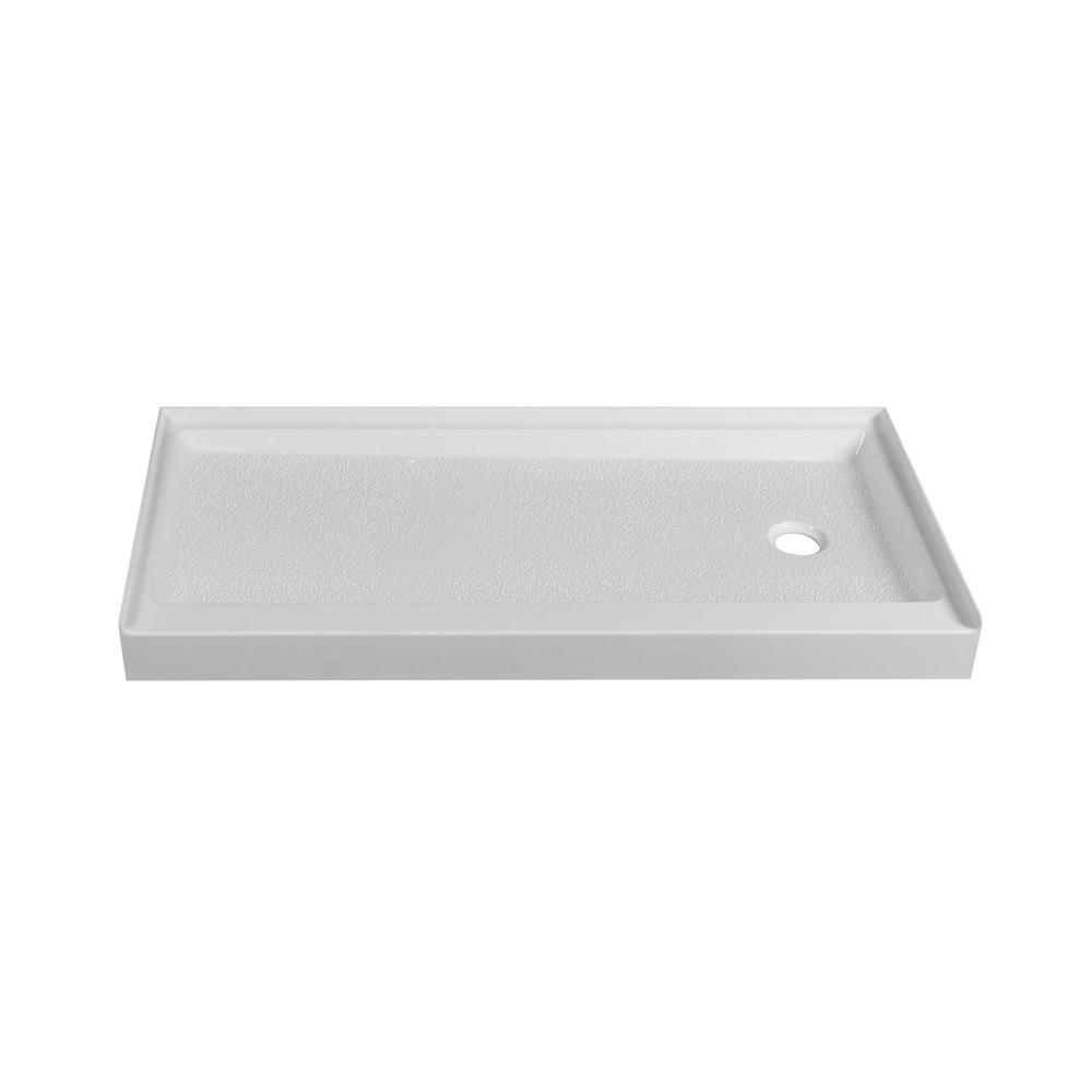 60x30 inch Single threshold shower tray right drain in glossy white. Picture 7