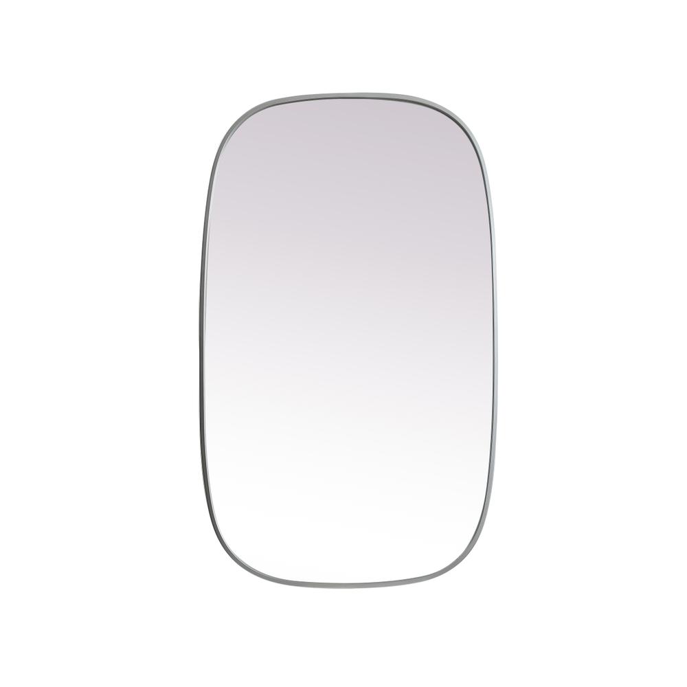 Metal Frame Oval Mirror 24x40 Inch in Silver. Picture 1