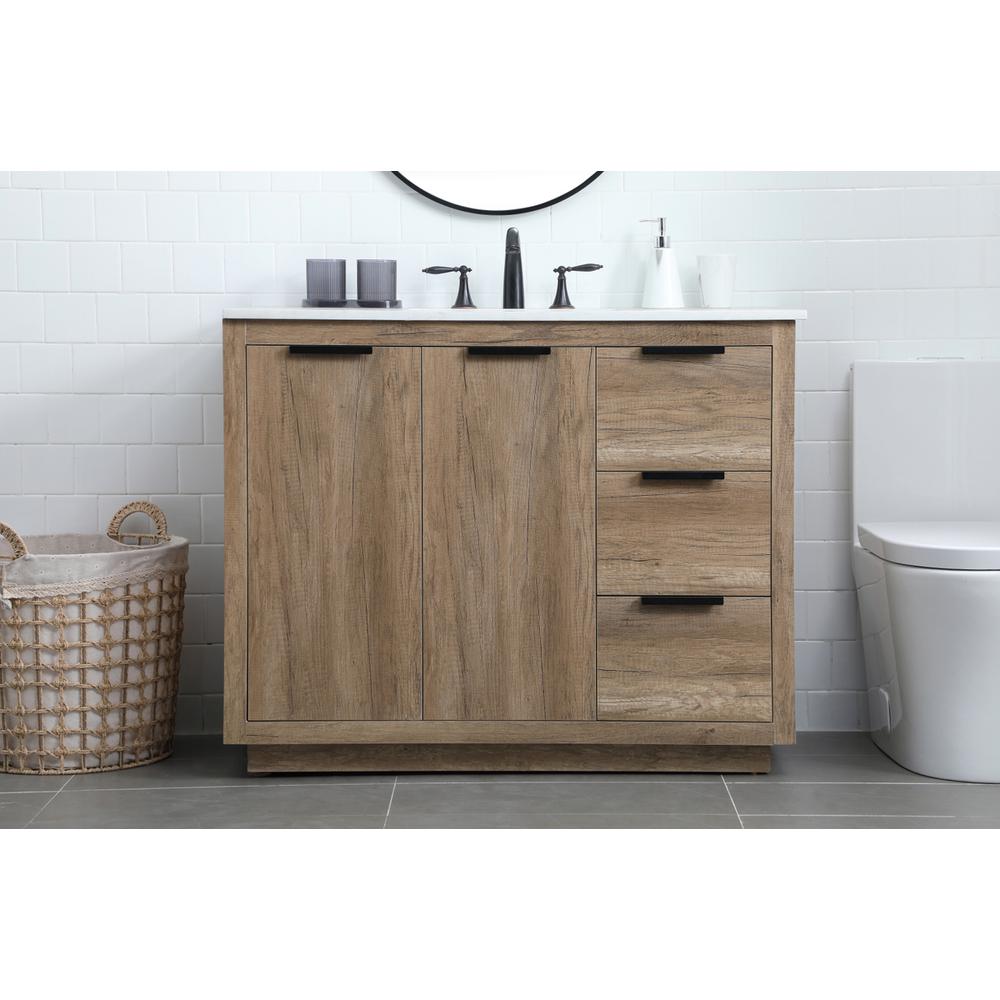 42 Inch SIngle Bathroom Vanity In Natural Oak. Picture 14