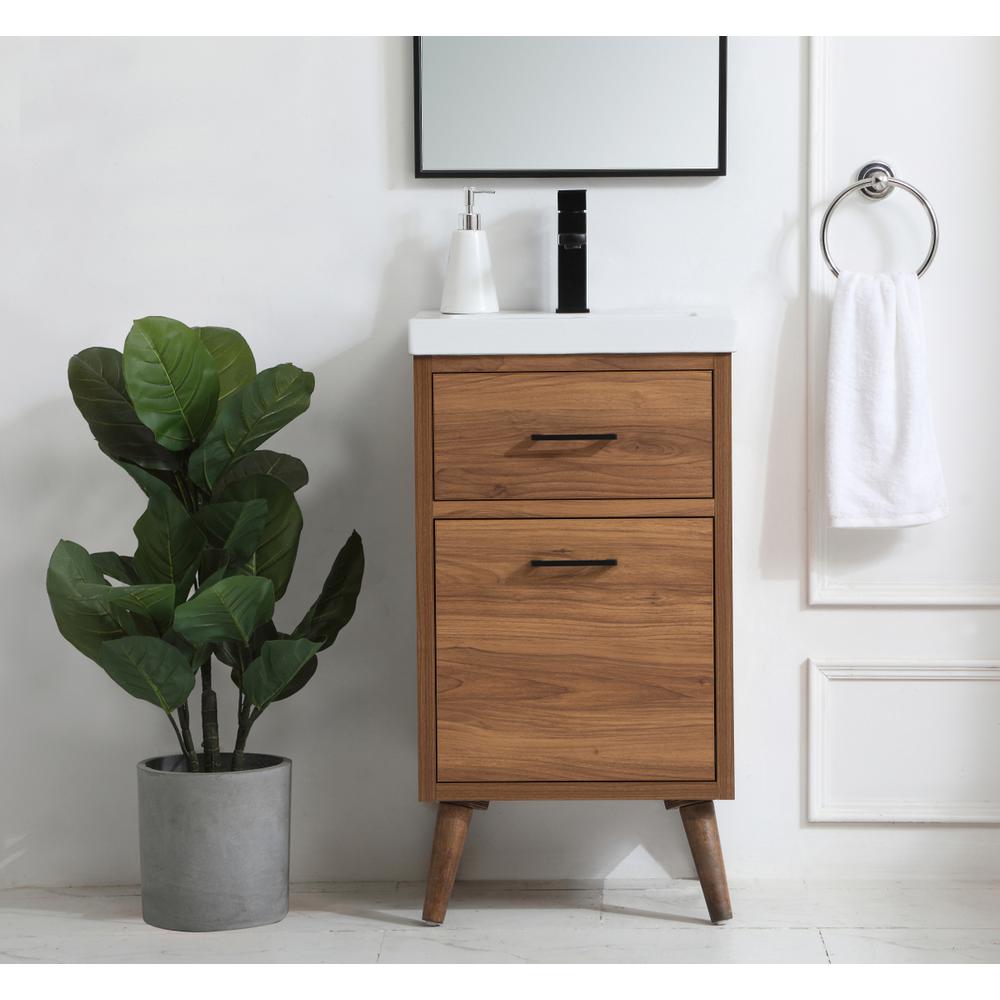18 inch bathroom vanity in walnut brown. Picture 14