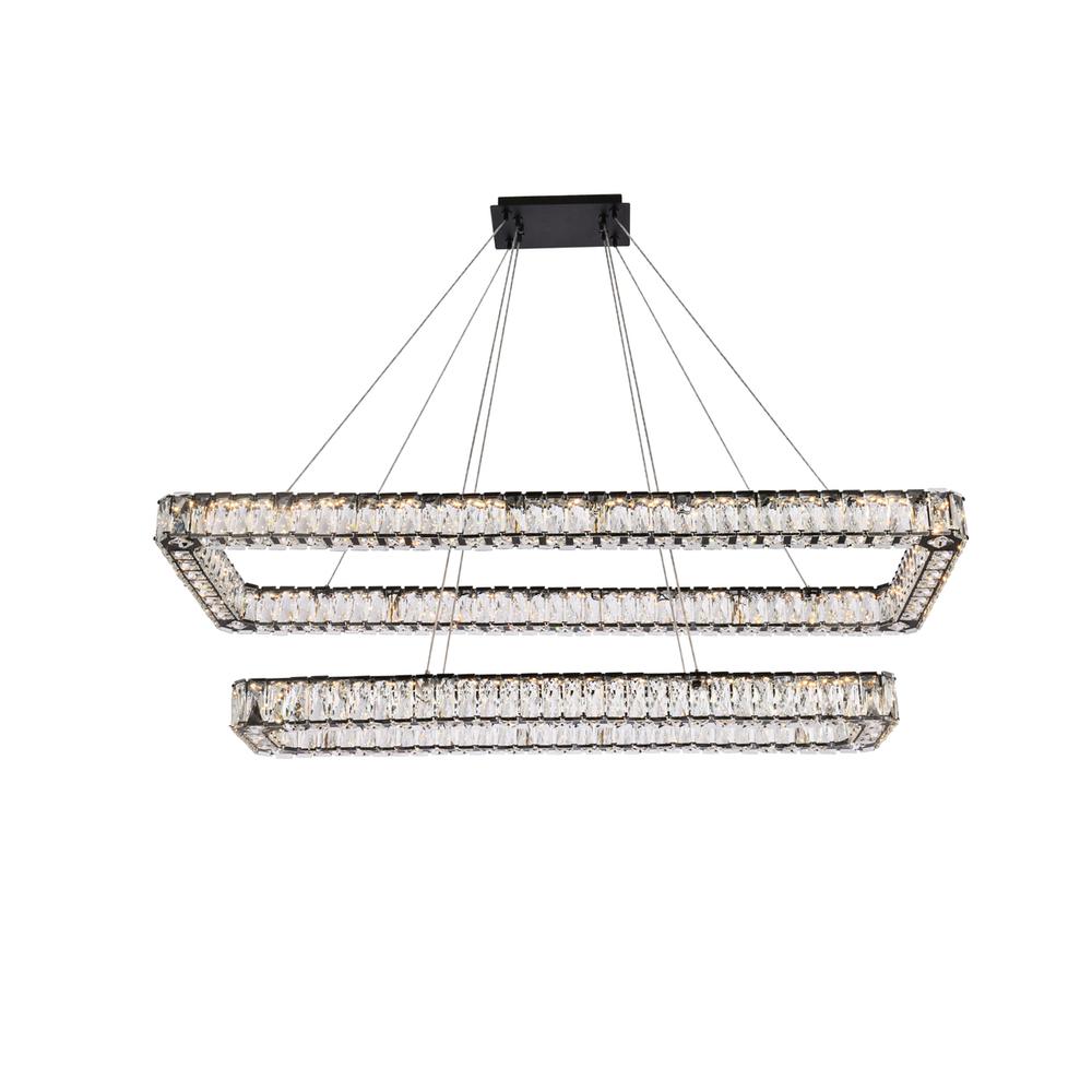 Monroe 50 inch LED double rectangle pendant in black. Picture 1