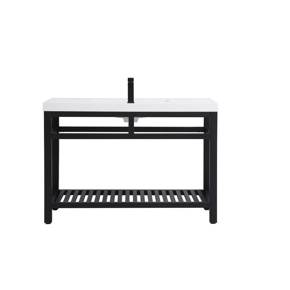 48 inch Single Bathroom Metal Vanity in Black. Picture 13