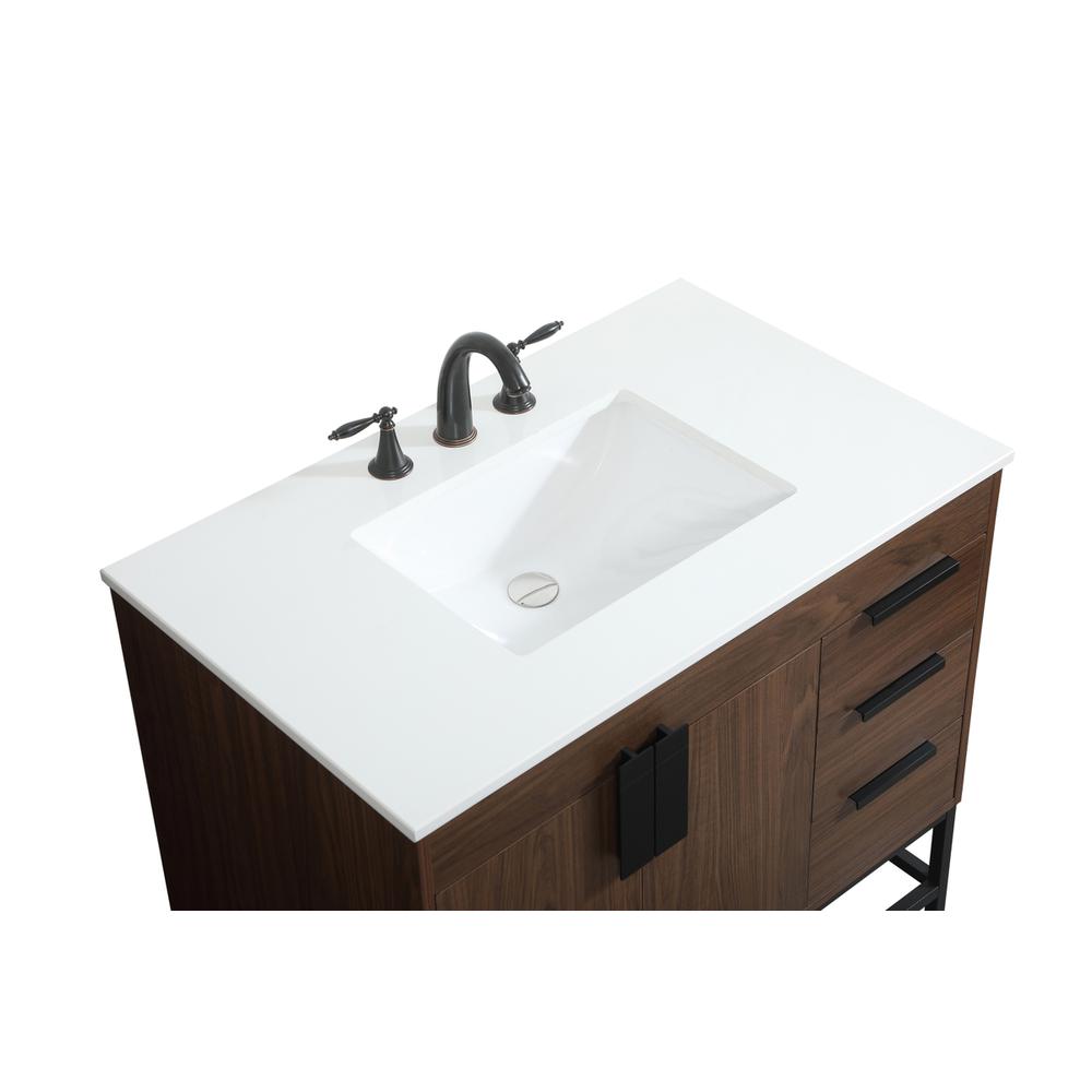 36 inch Single bathroom vanity in walnut. Picture 10