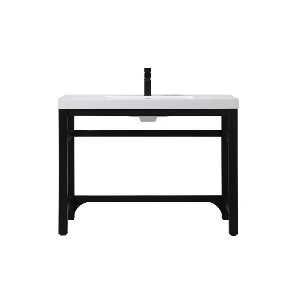 42 inch ADA compliant Single bathroom metal vanity in black. Picture 1