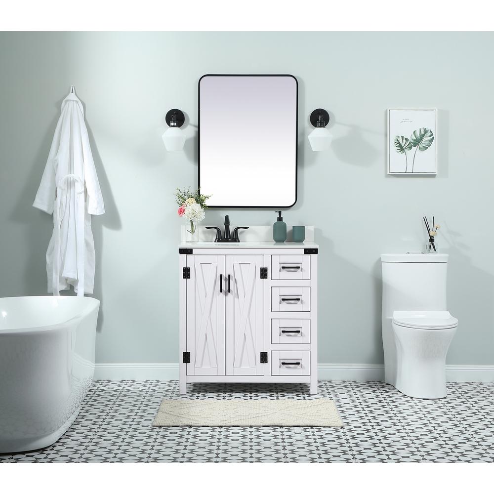 32 inch Single bathroom vanity in white with backsplash. Picture 4