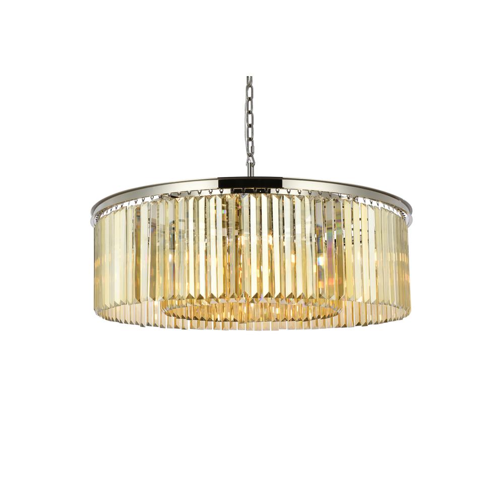 Sydney 10 light polished nickel Chandelier Golden Teak (Smoky) Royal Cut Crystal. Picture 2