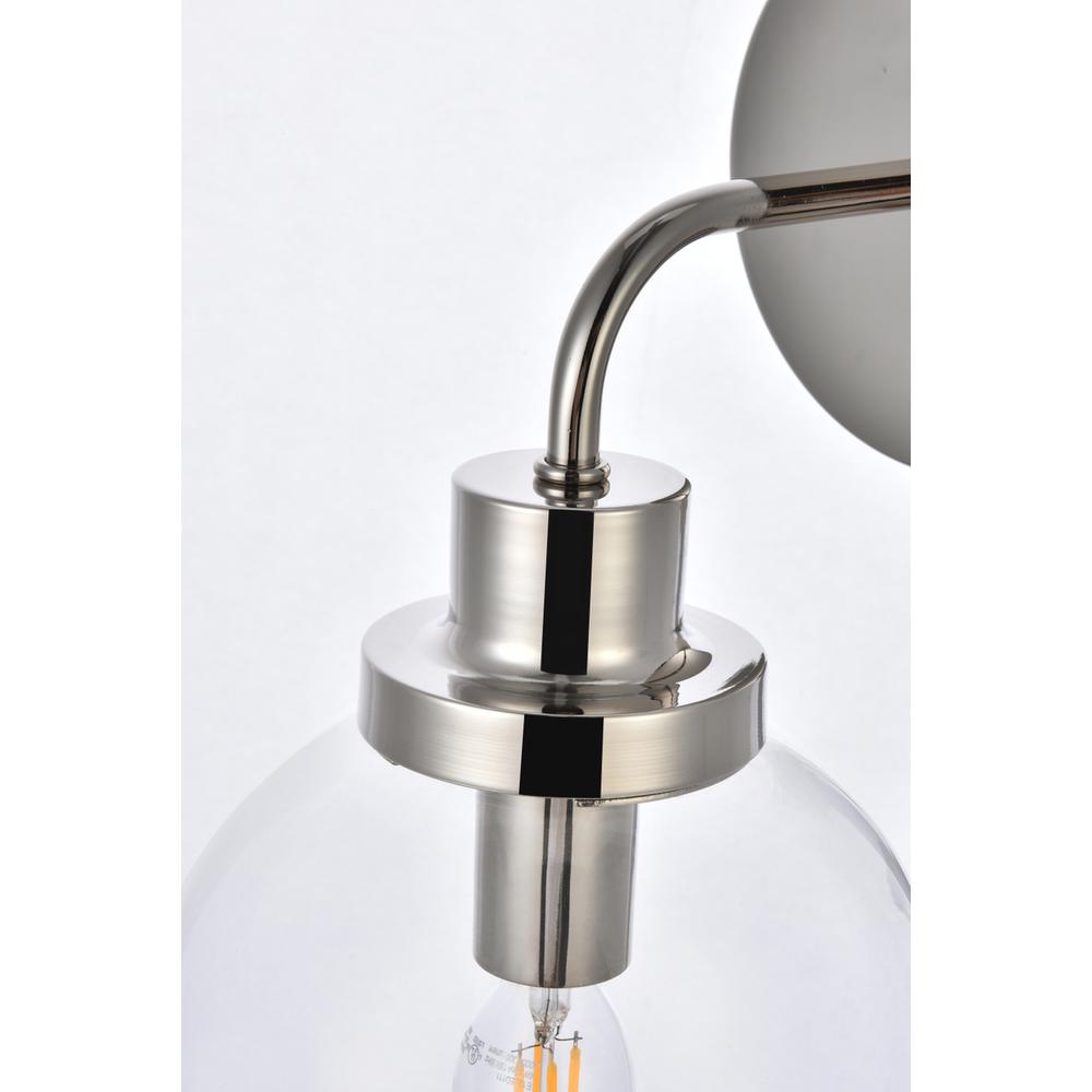 Hanson 1 light bath sconce in polished nickel with clear shade. Picture 4