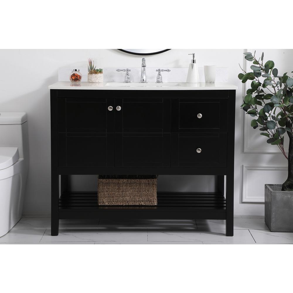 42 inch Single Bathroom Vanity in Black with Backsplash. Picture 14
