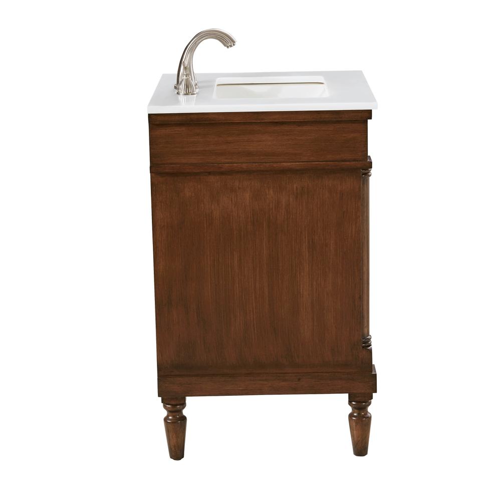 24 inch Single Bathroom vanity in Walnut with ivory white engineered marble. Picture 7