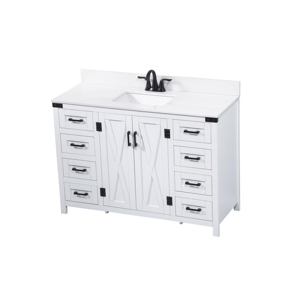 48 inch Single bathroom vanity in white with backsplash. Picture 8