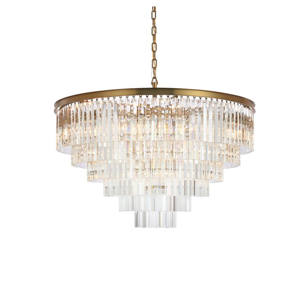 Sydney 44 inch round crystal chandelier in satin gold. Picture 2