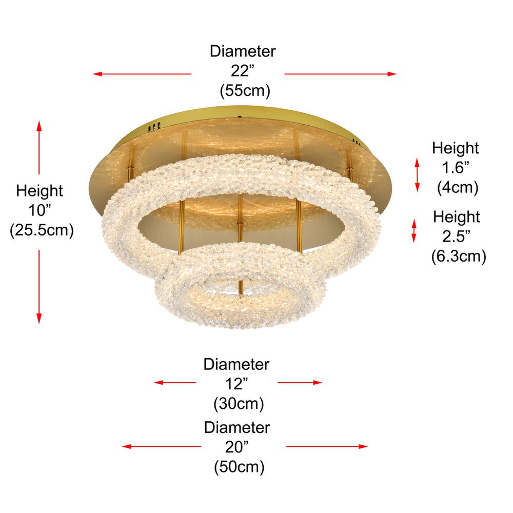Bowen 22 inch Adjustable LED Flush Mount in Satin Gold. Picture 9