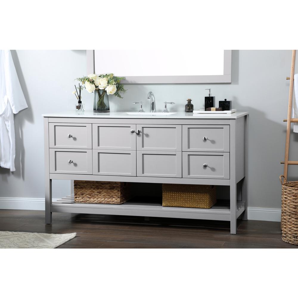 60 inch Single bathroom vanity in grey. Picture 2