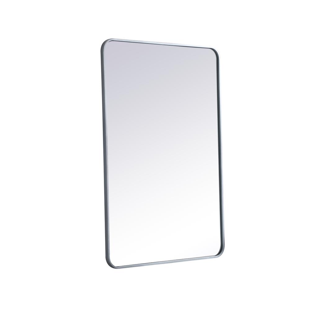 Soft corner metal rectangular mirror 28x42 inch in Silver. Picture 7
