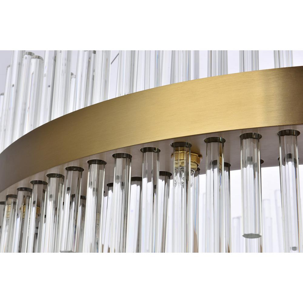 Dallas 36 inch round crystal pendant in satin gold. Picture 4