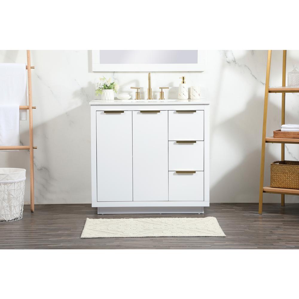 36 inch Single bathroom vanity in white with backsplash. Picture 14