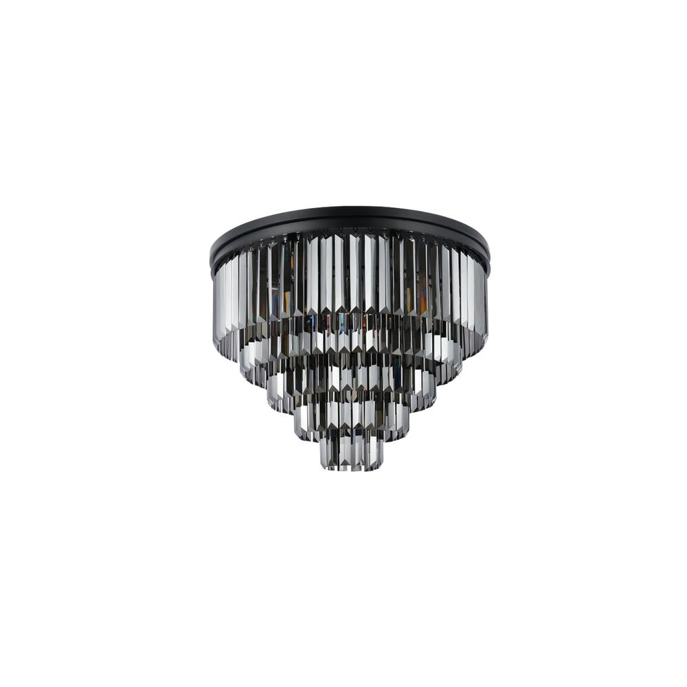 Sydney 17 light Matte Black Flush Mount Silver Shade (Grey) Royal Cut Crystal. Picture 6