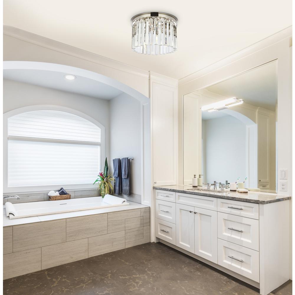 Sydney 3 light polished nickel Flush Mount Clear Royal Cut Crystal. Picture 7