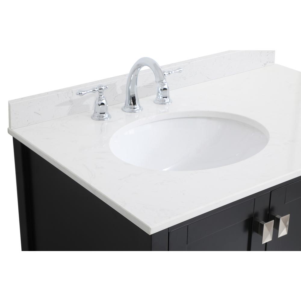 36 inch Single Bathroom Vanity in Black with Backsplash. Picture 12