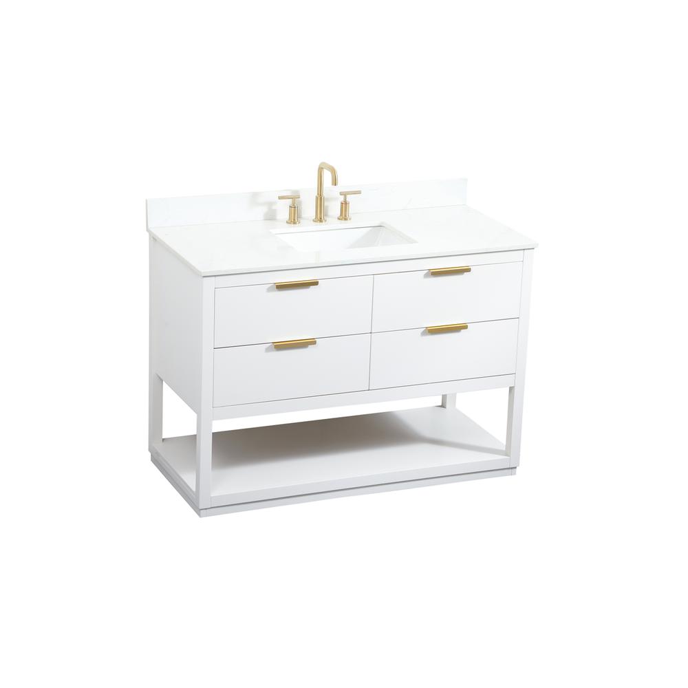 48 inch Single bathroom vanity in white with backsplash. Picture 8