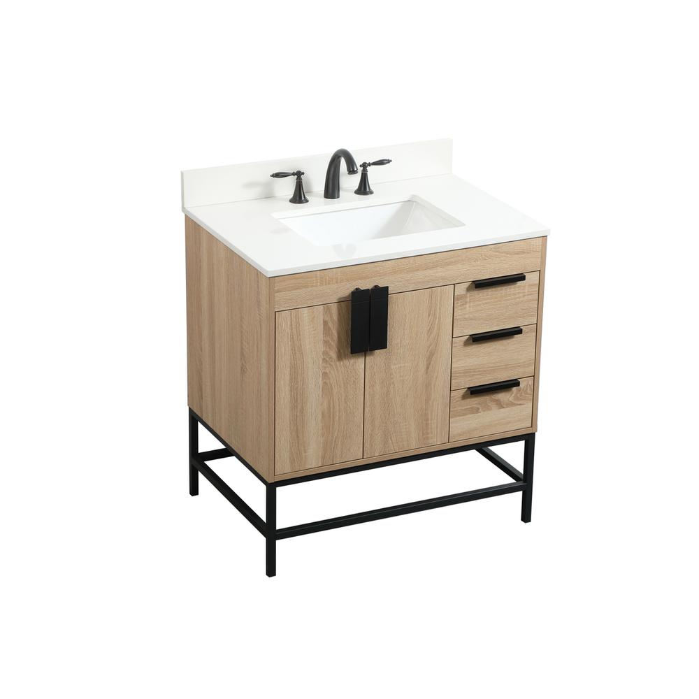 32 inch Single bathroom vanity in mango wood with backsplash. Picture 8