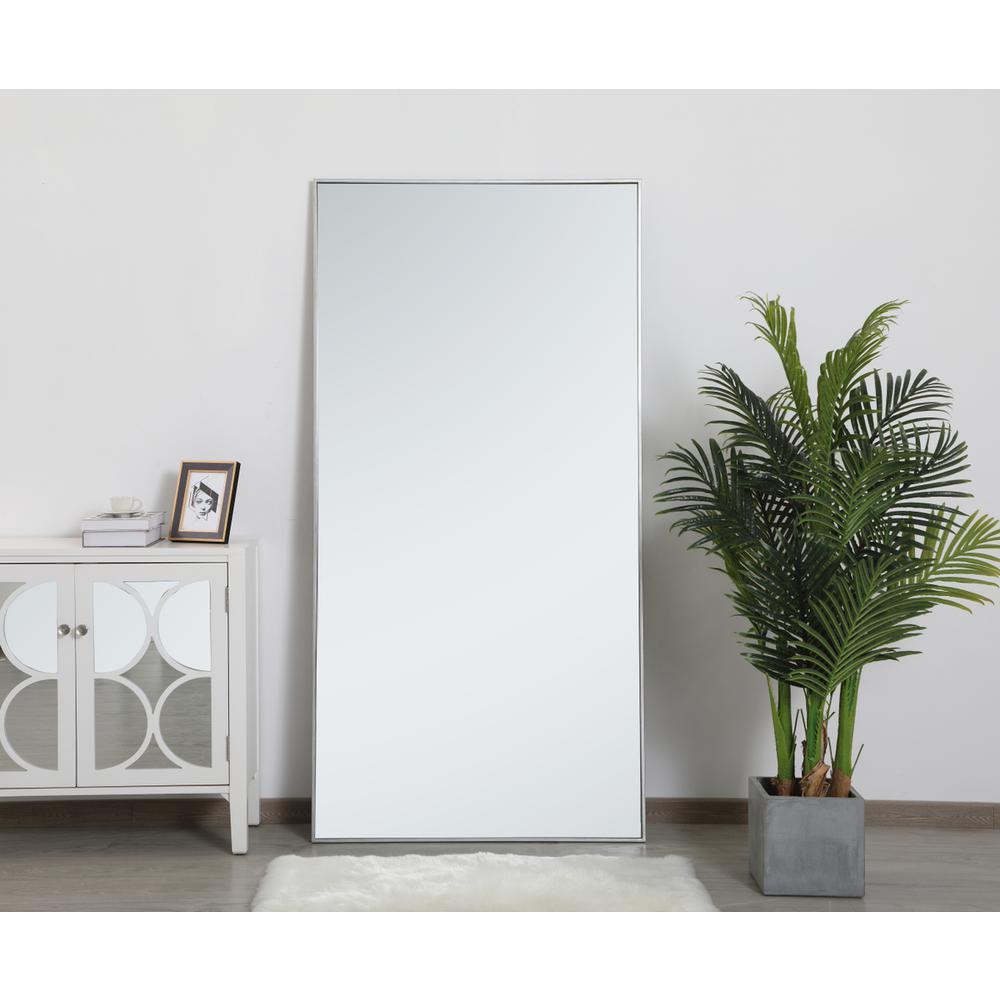 Metal frame rectangle mirror 36 inch in silver. Picture 12