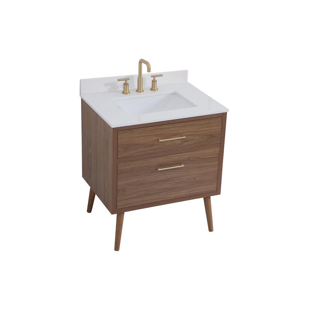 30 inch bathroom Vanity in Walnut Brown with Backsplash. Picture 8