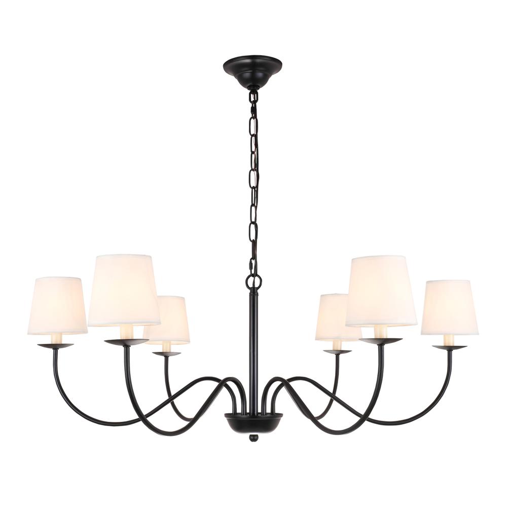 Eclipse 6 light Black and White shade chandelier. Picture 2