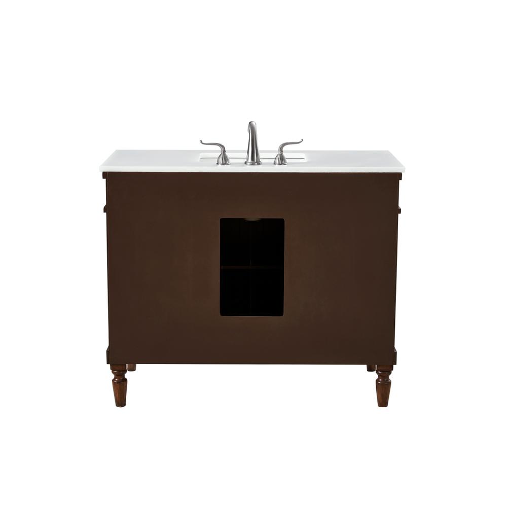 42 inch Single Bathroom vanity in Walnut with ivory white engineered marble. Picture 8