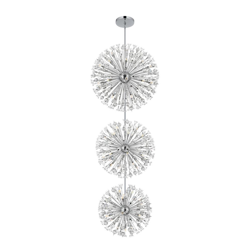 Vera 44 inch three tiers crystal starburst chandelier in chrome. Picture 6