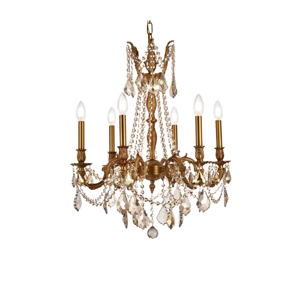 Rosalia 6 light French Gold Chandelier Golden Teak (Smoky) Royal Cut Crystal. Picture 2