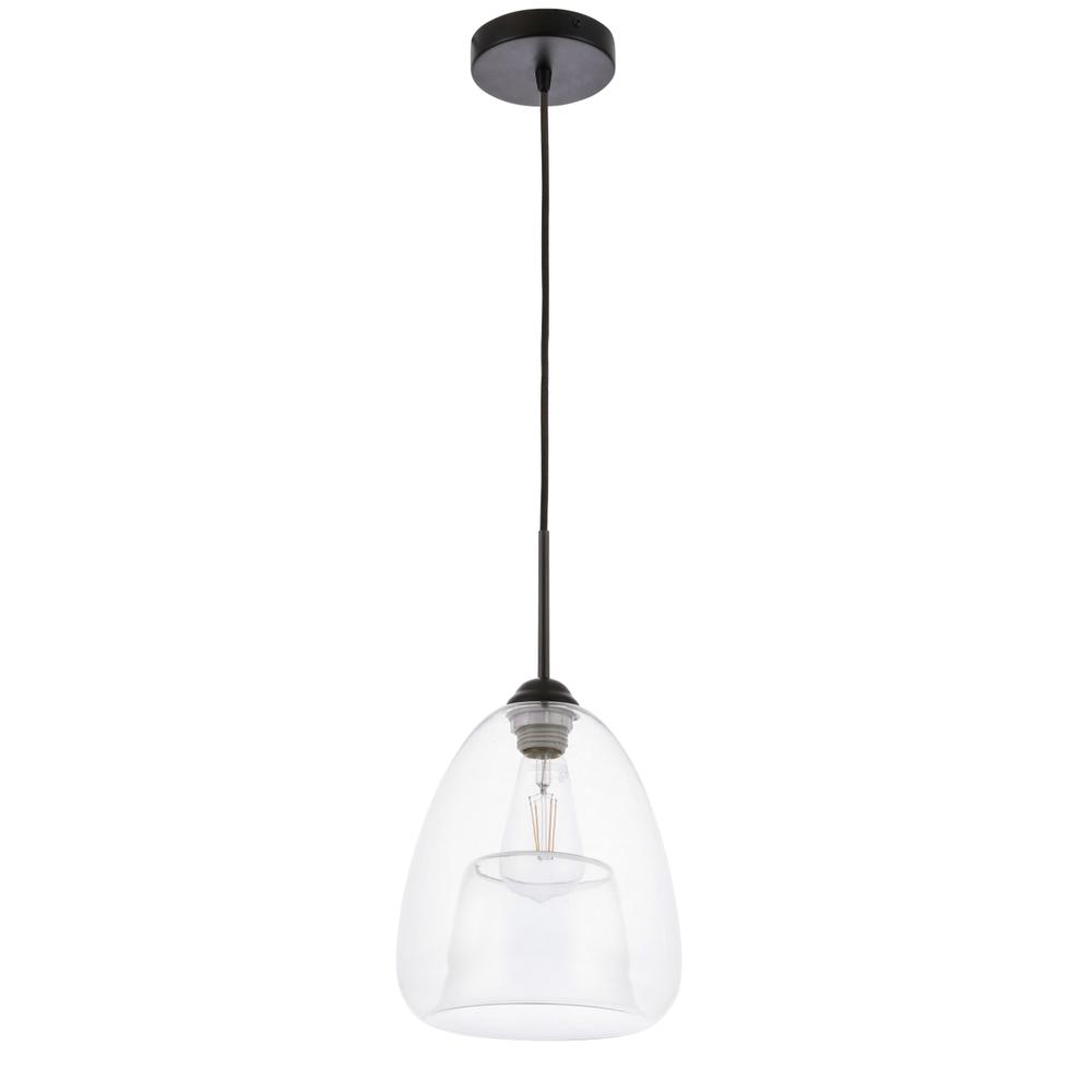Kason 1 light Black and Clear glass pendant. Picture 4