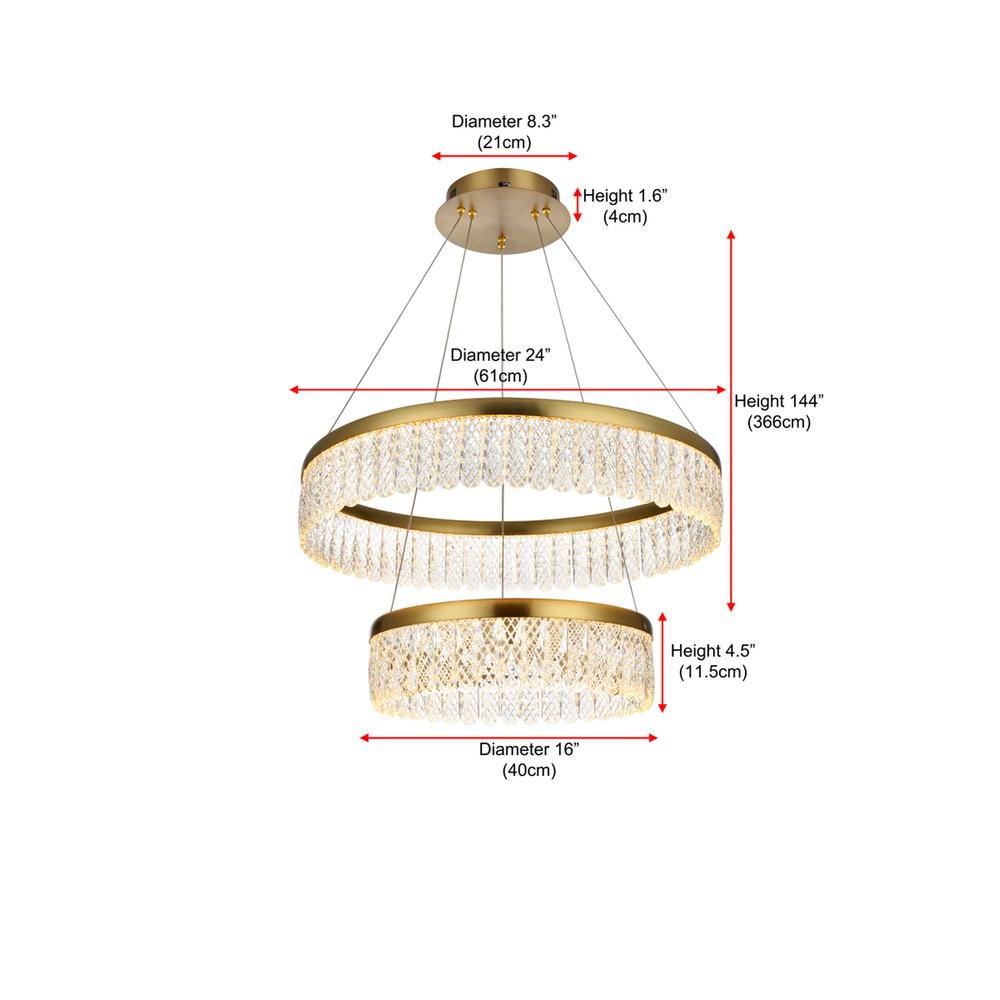 Rune 24 inch Adjustable LED chandelier in Satin Gold. Picture 10