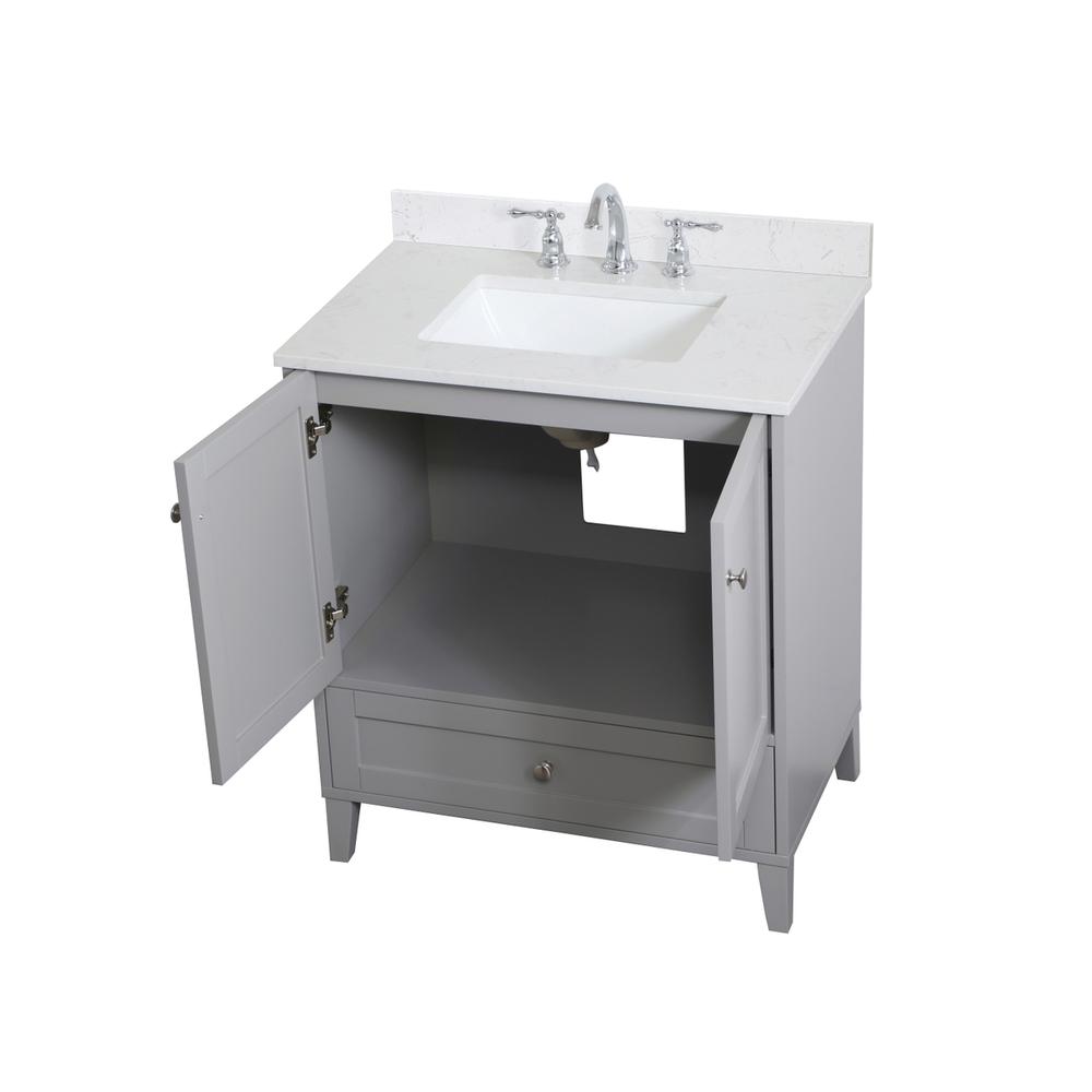30 inch Single Bathroom Vanity in Grey with Backsplash. Picture 9
