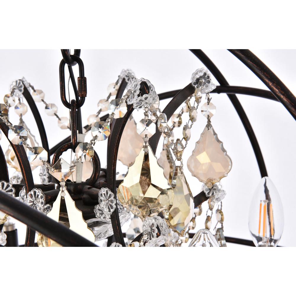 Geneva 6 light Dark Bronze Chandelier Golden Teak (Smoky) Royal Cut crystal. Picture 5