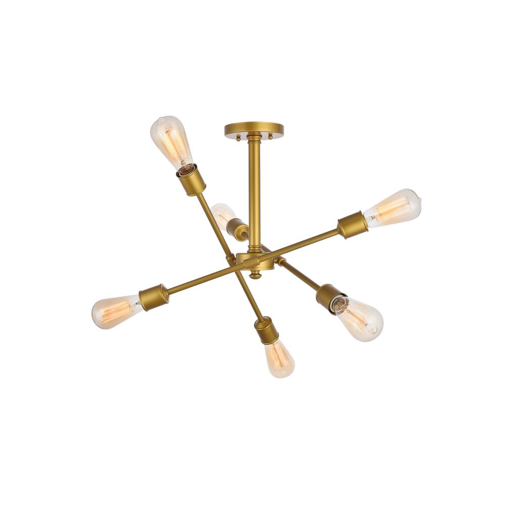 Axel 6 Lights Brass Flush Mount. Picture 3