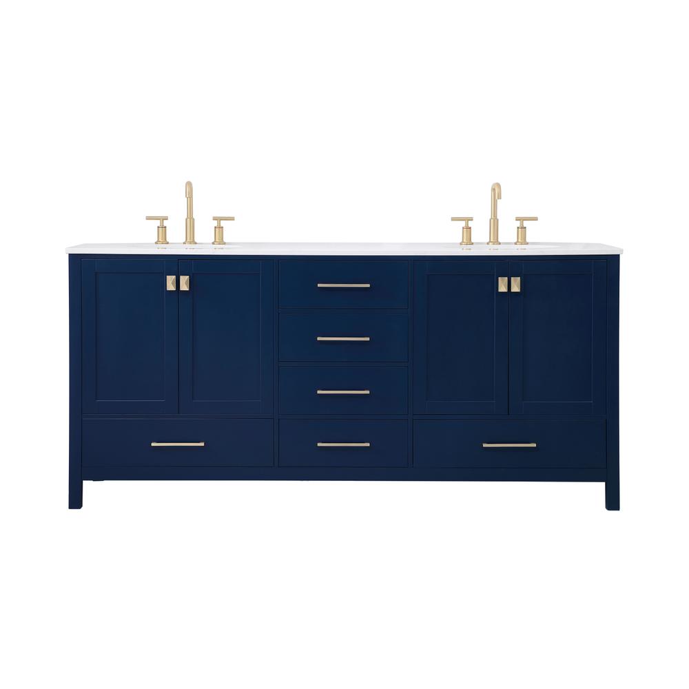 72 inch Double Bathroom Vanity in Blue. Picture 1