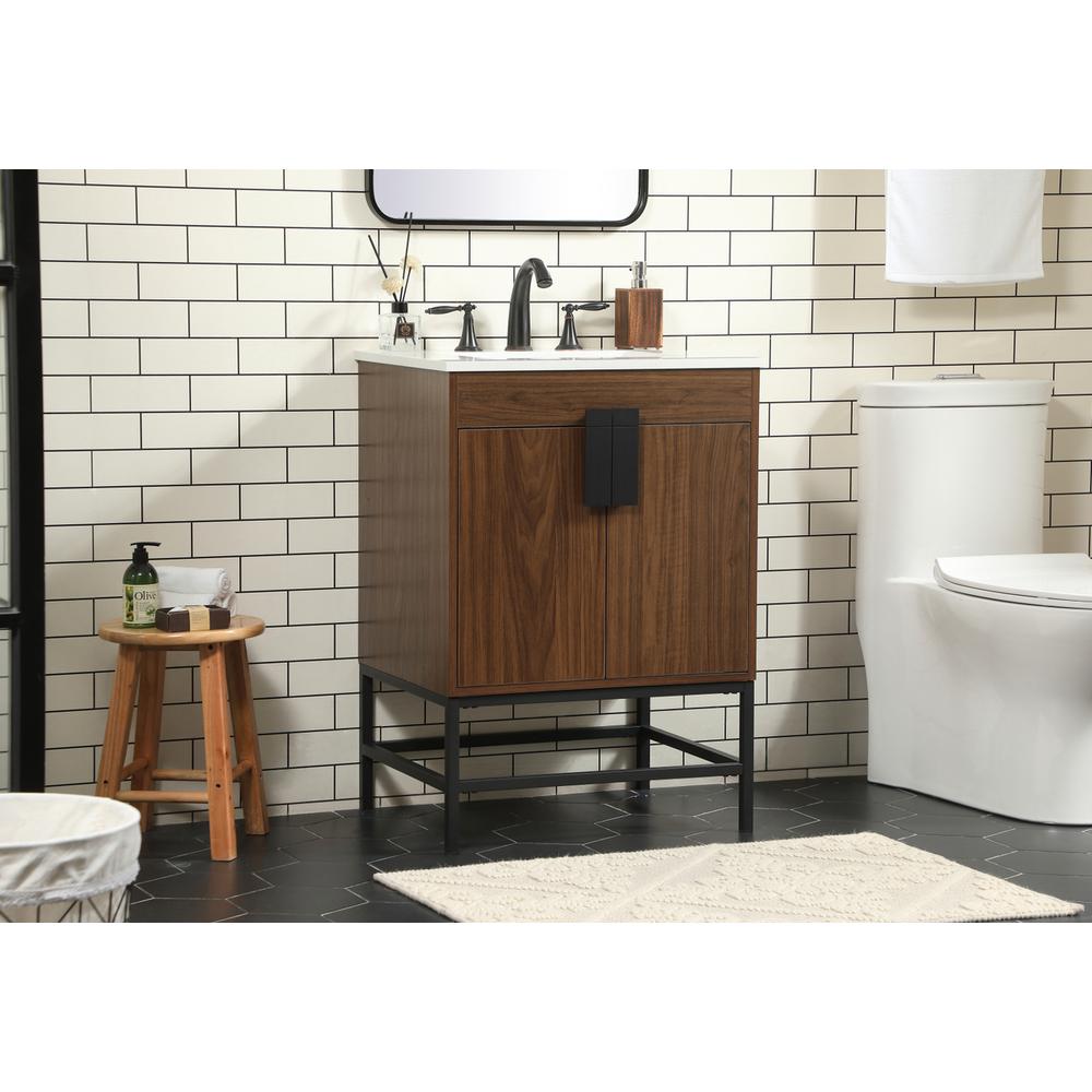 24 inch Single bathroom vanity in walnut. Picture 2