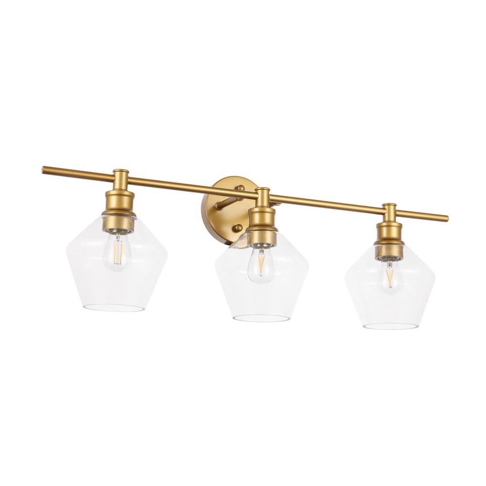 Gene 3 light Brass and Clear glass Wall sconce. Picture 12
