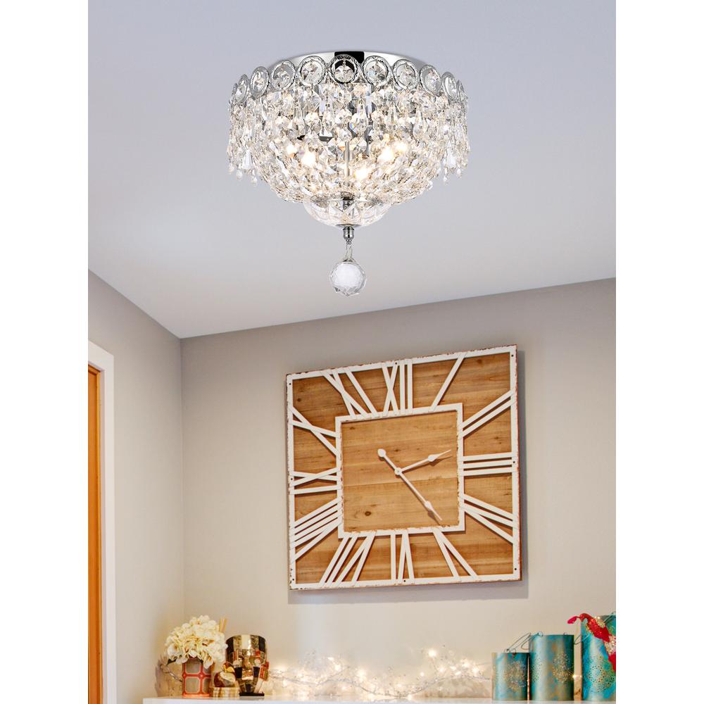 Century 3 light Chrome Flush Mount Clear Royal Cut Crystal. Picture 8