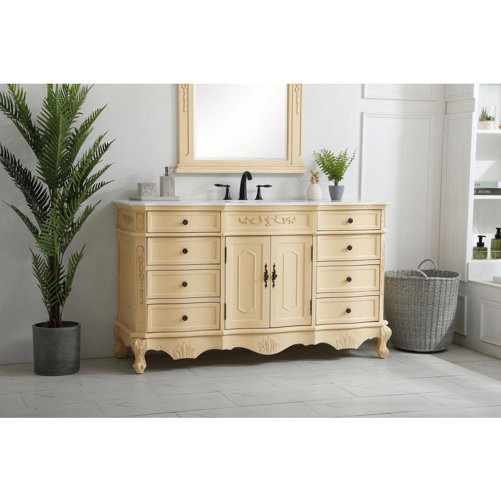 60 inch Single Bathroom vanity in Light Antique Beige. Picture 2