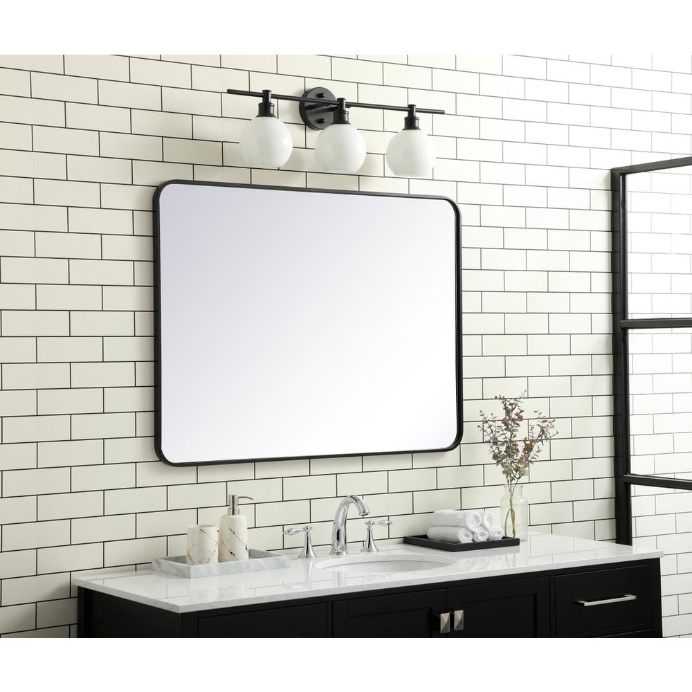 Soft corner metal rectangular mirror 30x40 inch in Black. Picture 2