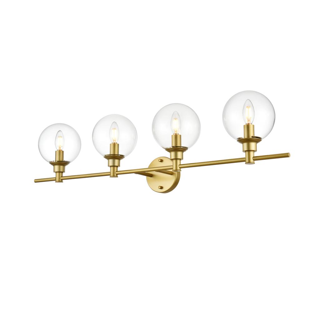 Jaelynn 4 light Brass and Clear Bath Sconce. Picture 2
