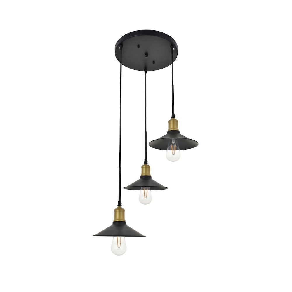 Etude 3 Light Brass And Black Pendant. Picture 5